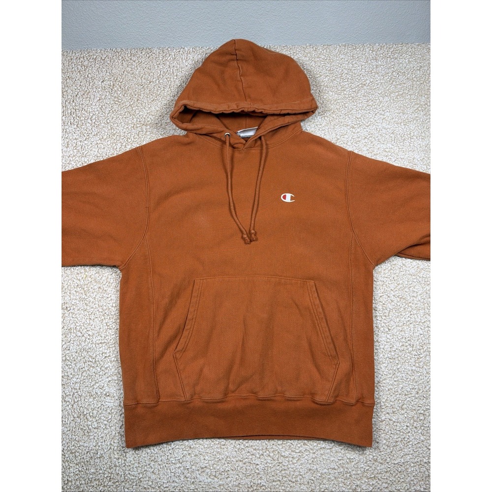 Champion Reverse Weave Hoodie Mens Medium Burnt Orange Long Sleeve Pullover